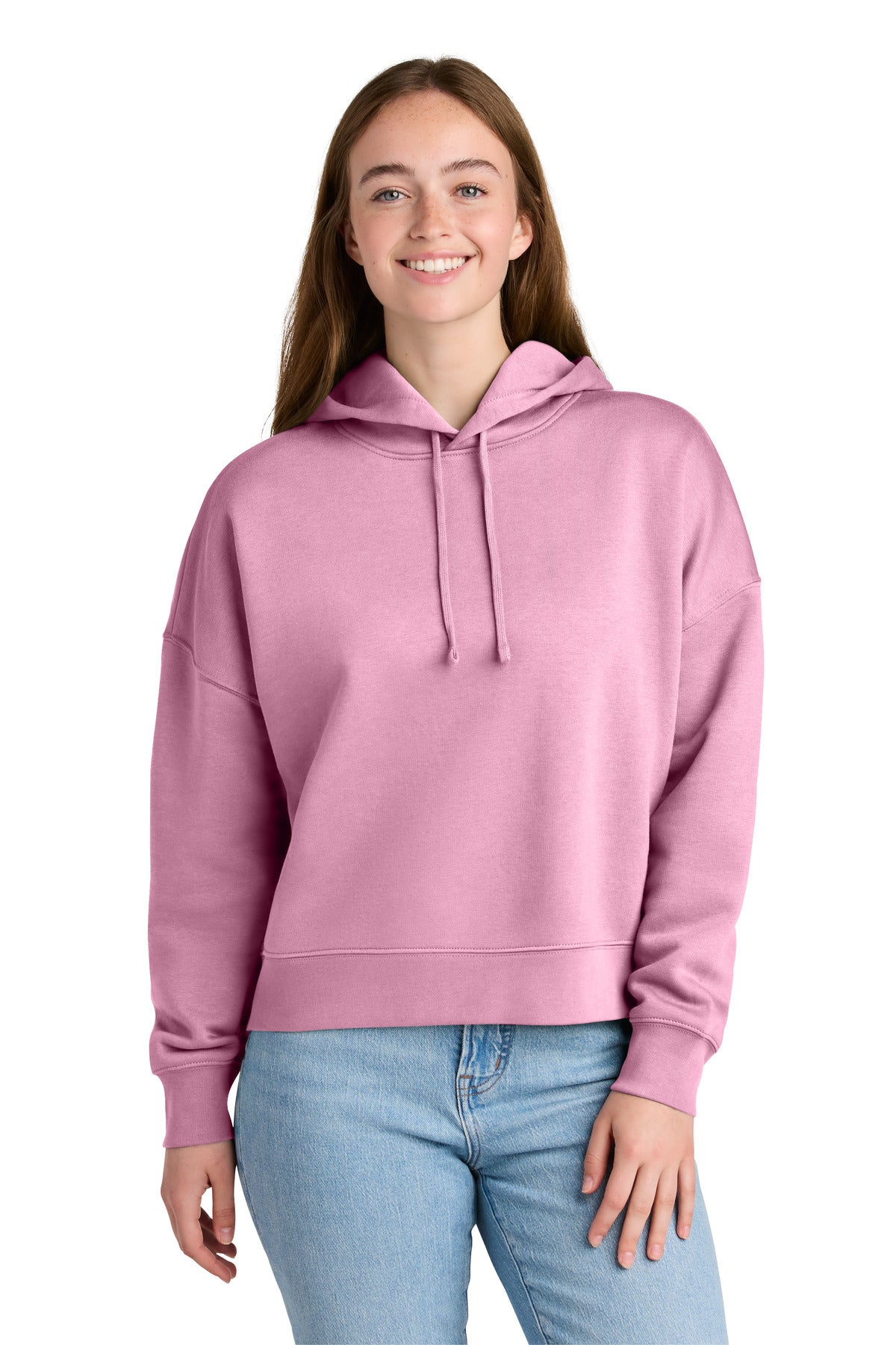 Custom logo Stanley/Stella® Women's Stella Nora Hooded Sweatshirt SXW035 in Bubble Pink