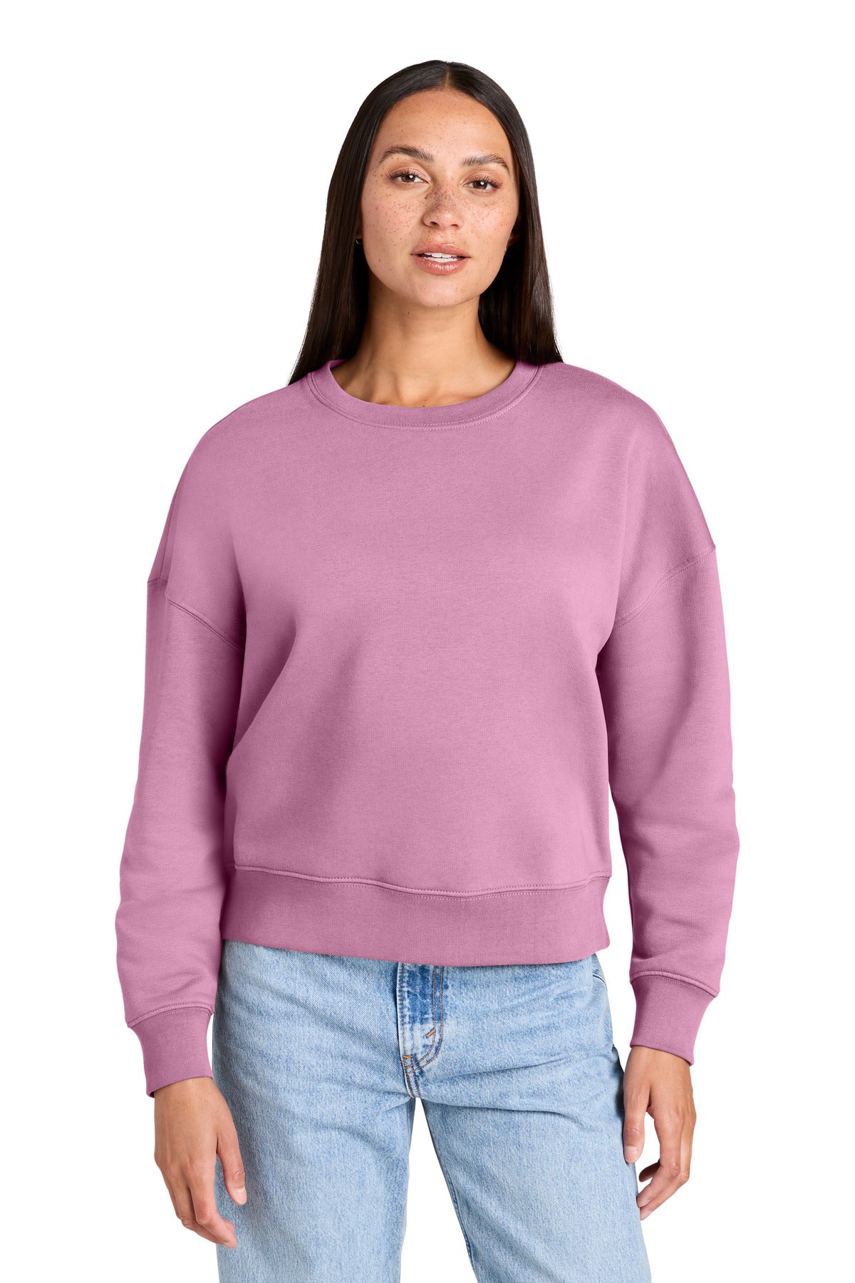 Custom logo Stanley/Stella® Women's Stella Alma Crewneck Sweatshirt SXW036 in Bubble Pink