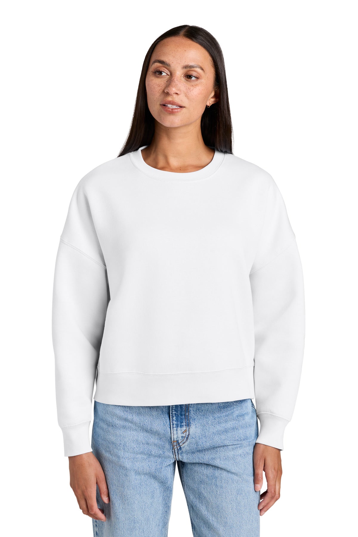 Custom logo Stanley/Stella® Women's Stella Alma Crewneck Sweatshirt SXW036 in White