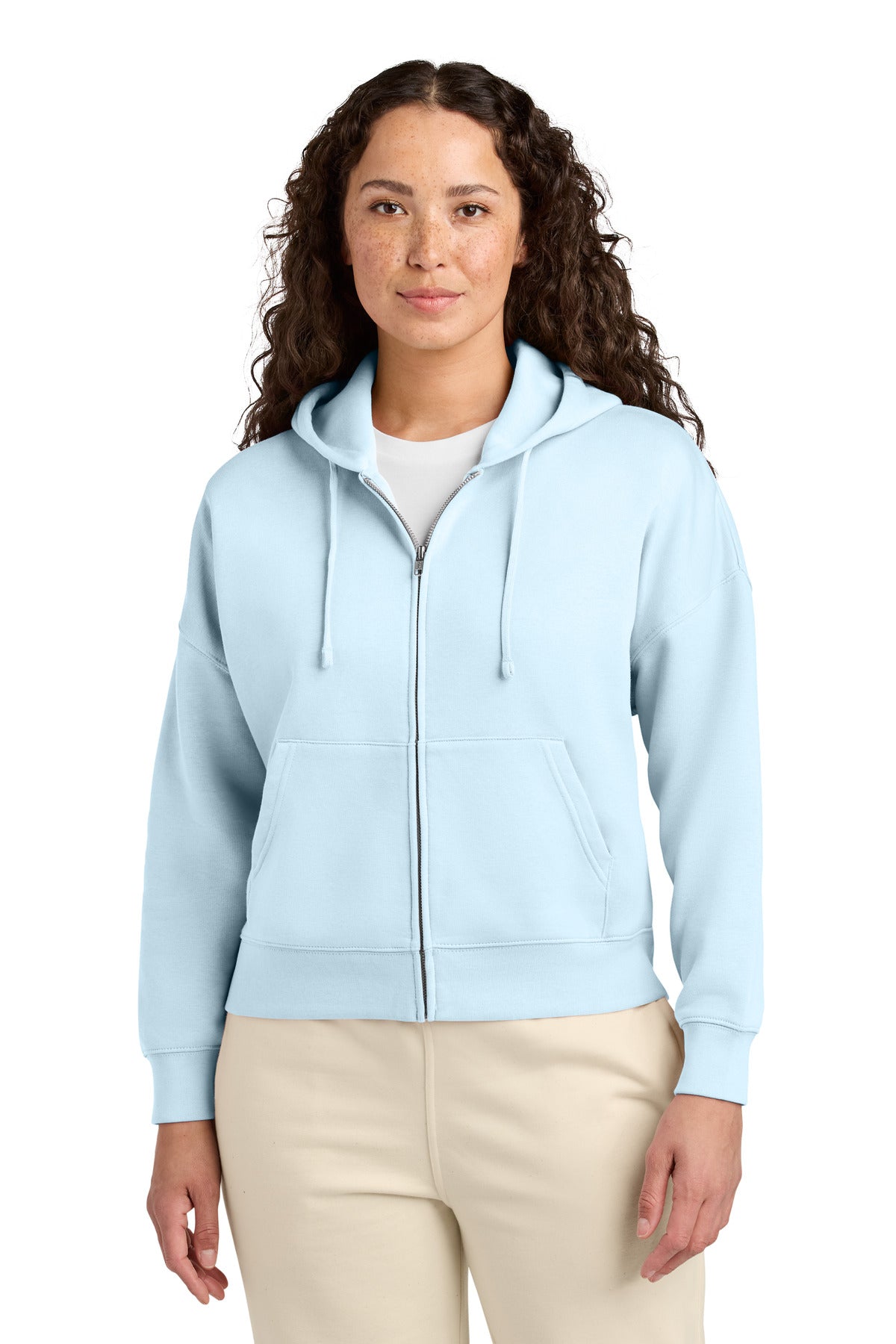 Custom logo Stanley/Stella® Women's Stella Ida Full-Zip Hooded Sweatshirt SXW037 in Blue Ice