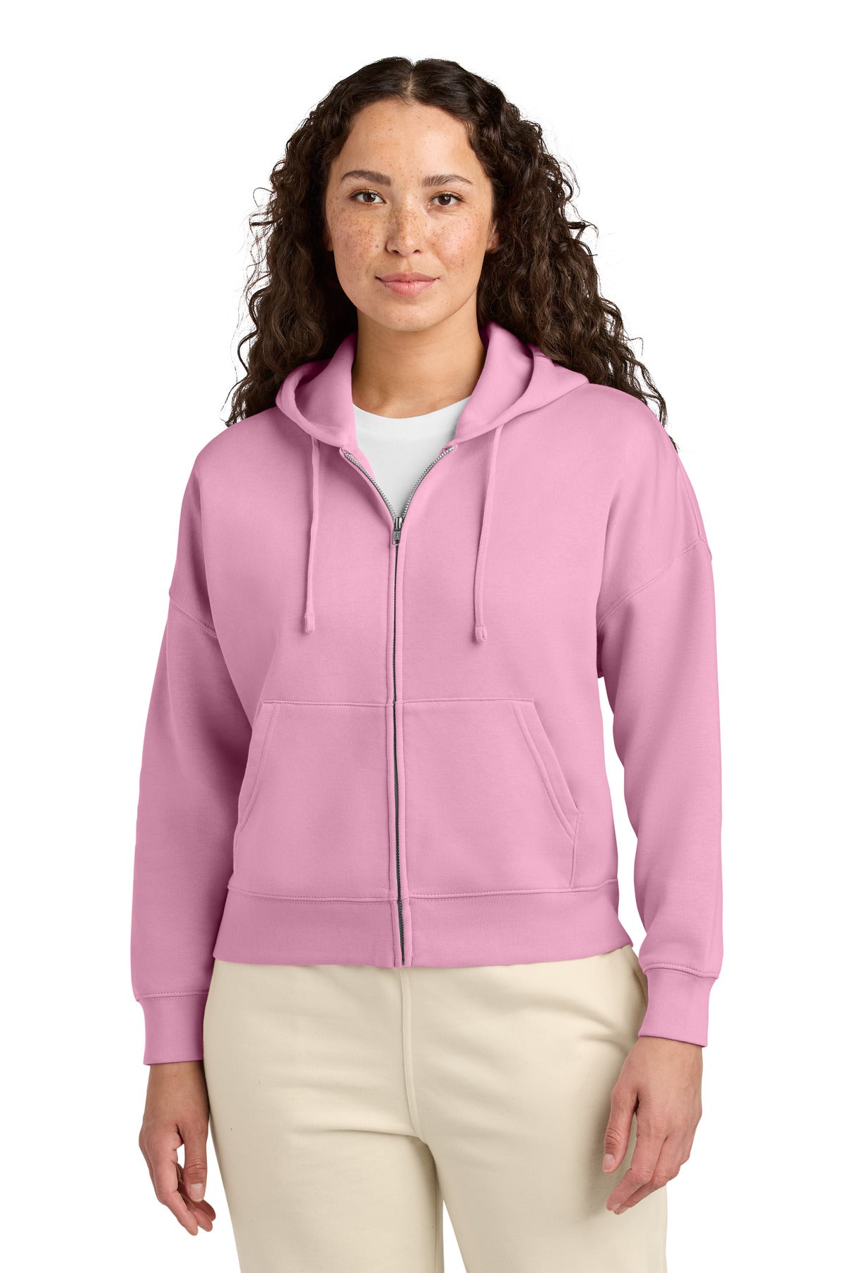 Custom logo Stanley/Stella® Women's Stella Ida Full-Zip Hooded Sweatshirt SXW037 in Bubble Pink