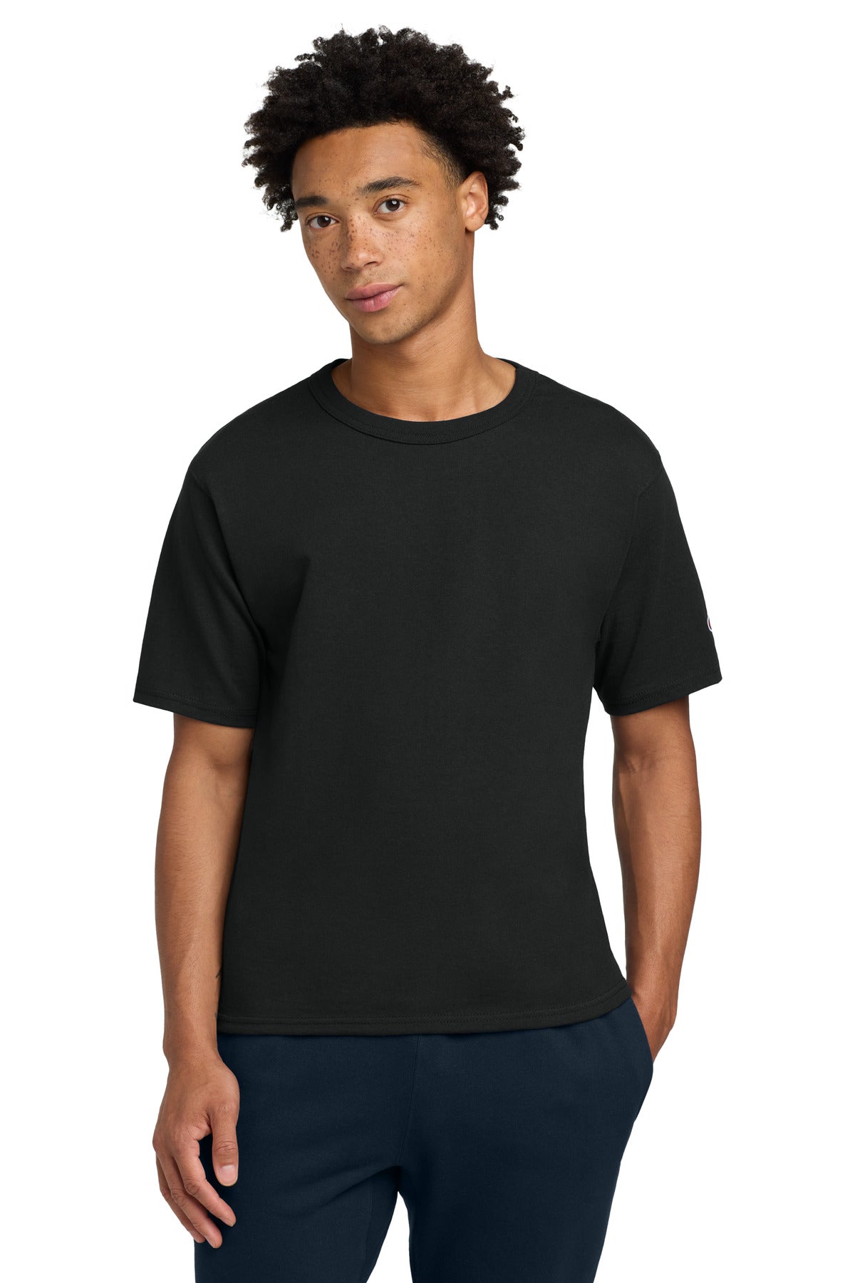 Custom logo Champion ®  Heritage 7-Oz. Jersey Tee T105 in Black