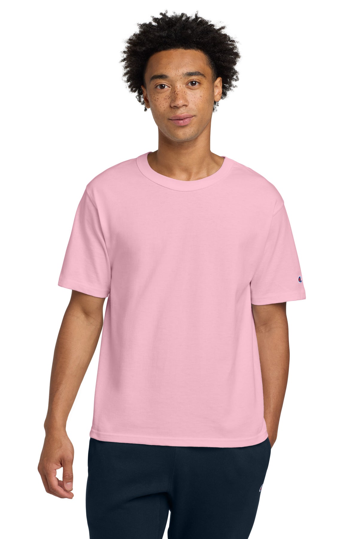 Custom logo Champion ®  Heritage 7-Oz. Jersey Tee T105 in Pink Candy