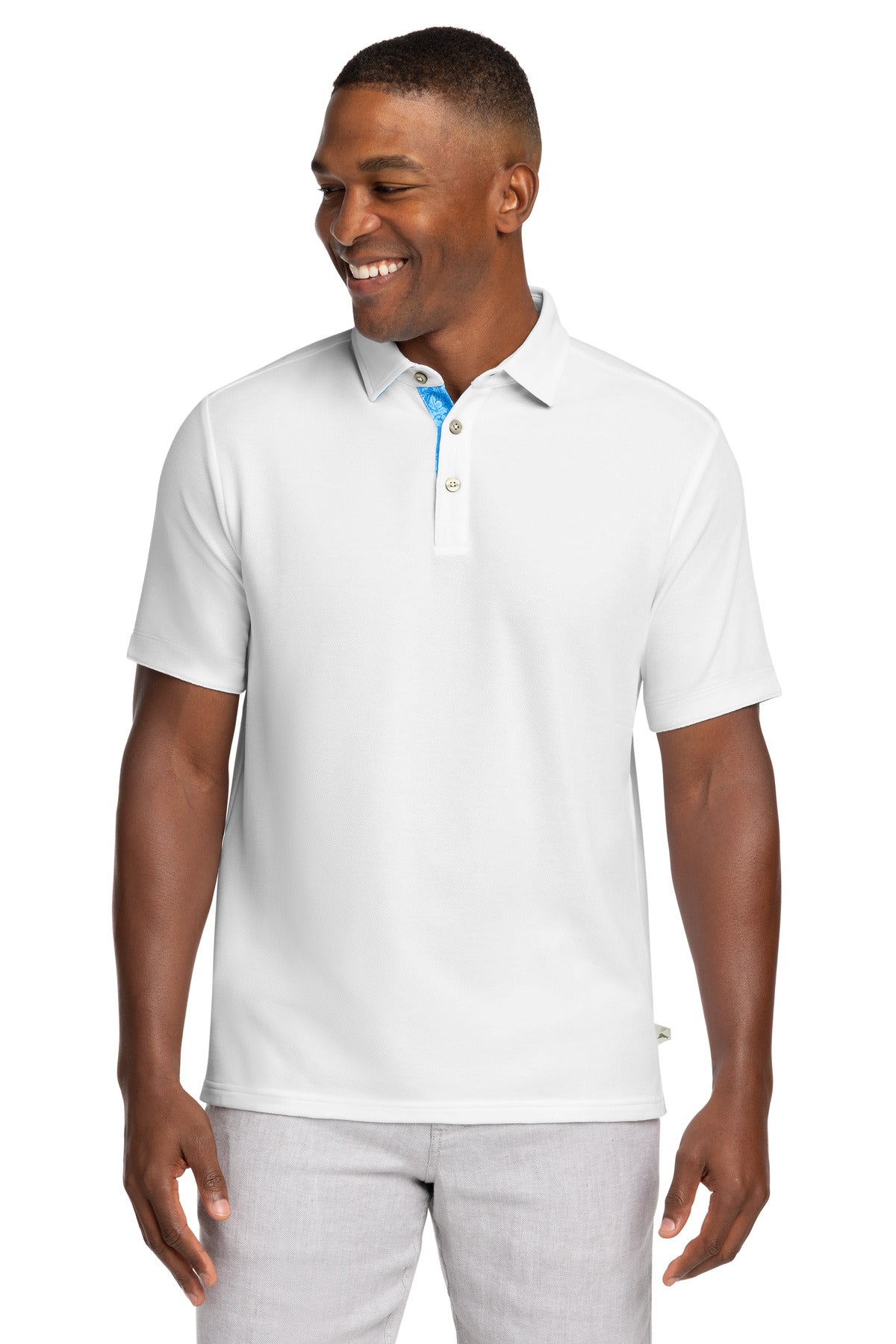 Custom logo LIMITED EDITION Tommy Bahama® 5 O'Clock Polo T223508TB in Bright White