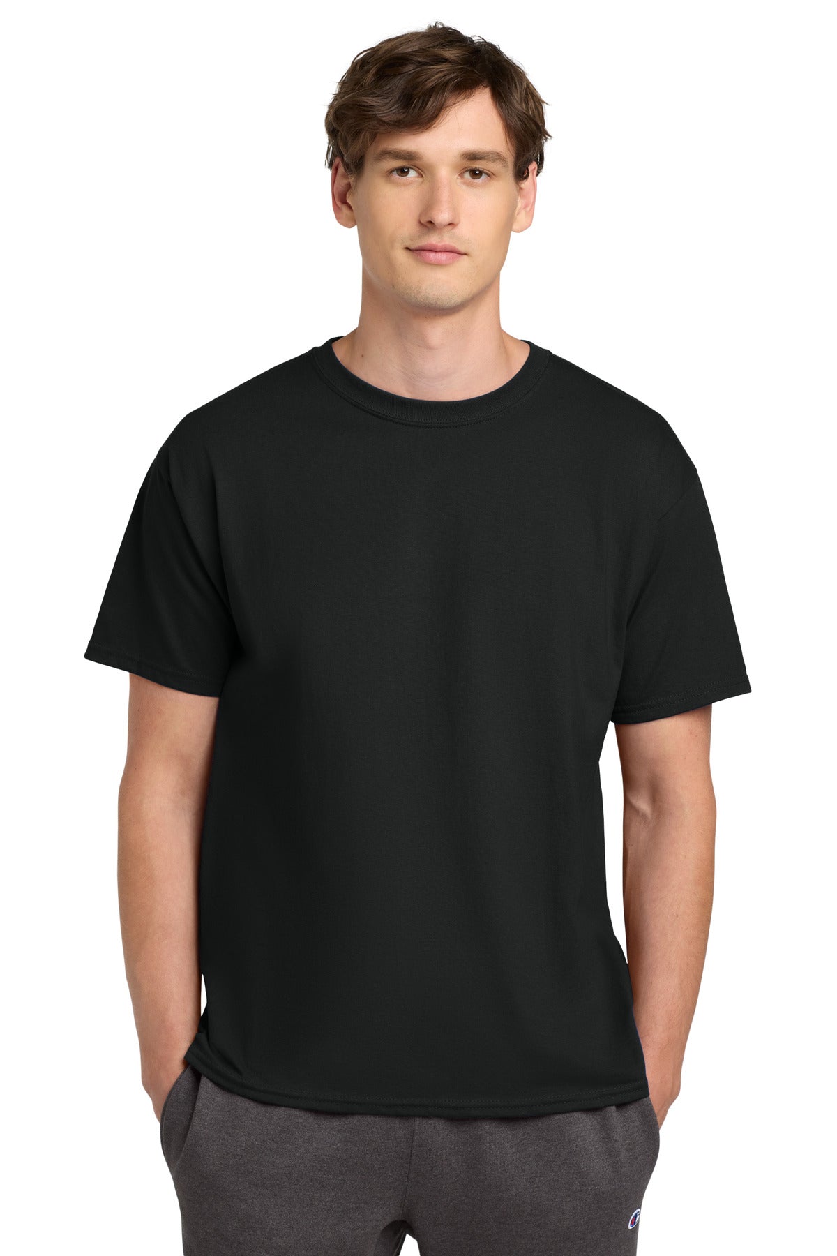 Custom logo Champion ®  Heritage 6-Oz. Jersey Tee T425 in Black