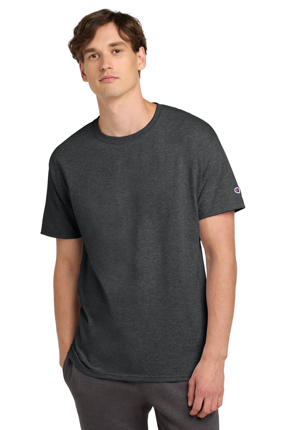 Custom logo Champion ®  Heritage 6-Oz. Jersey Tee T425 in Charcoal Heather