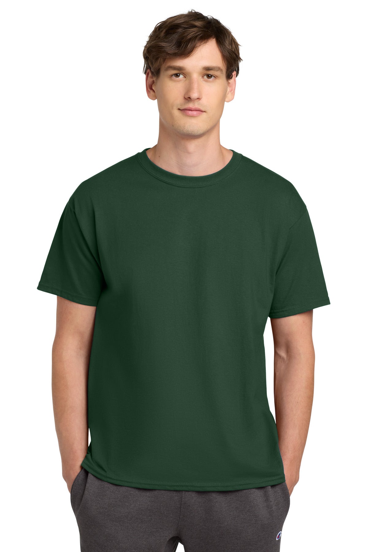 Custom logo Champion ®  Heritage 6-Oz. Jersey Tee T425 in Dark Green
