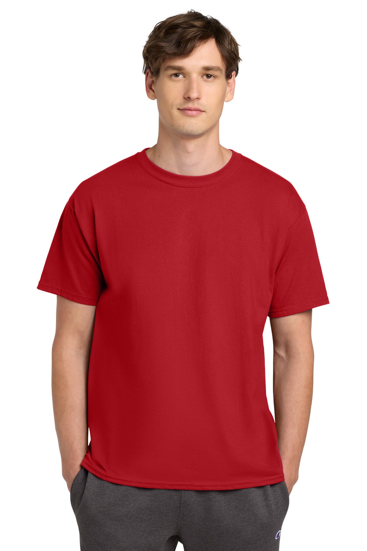 Custom logo Champion ®  Heritage 6-Oz. Jersey Tee T425 in Red