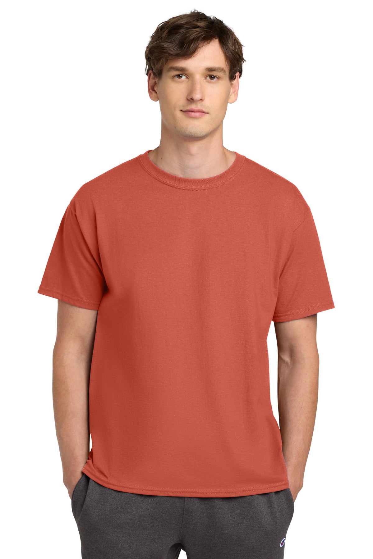 Custom logo Champion ®  Heritage 6-Oz. Jersey Tee T425 in Red River Clay