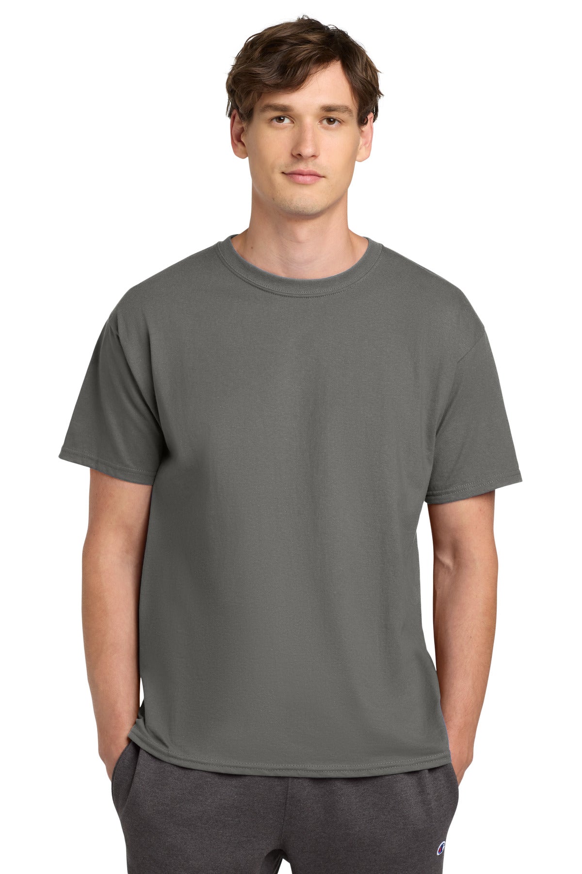 Custom logo Champion ®  Heritage 6-Oz. Jersey Tee T425 in Stone Gray