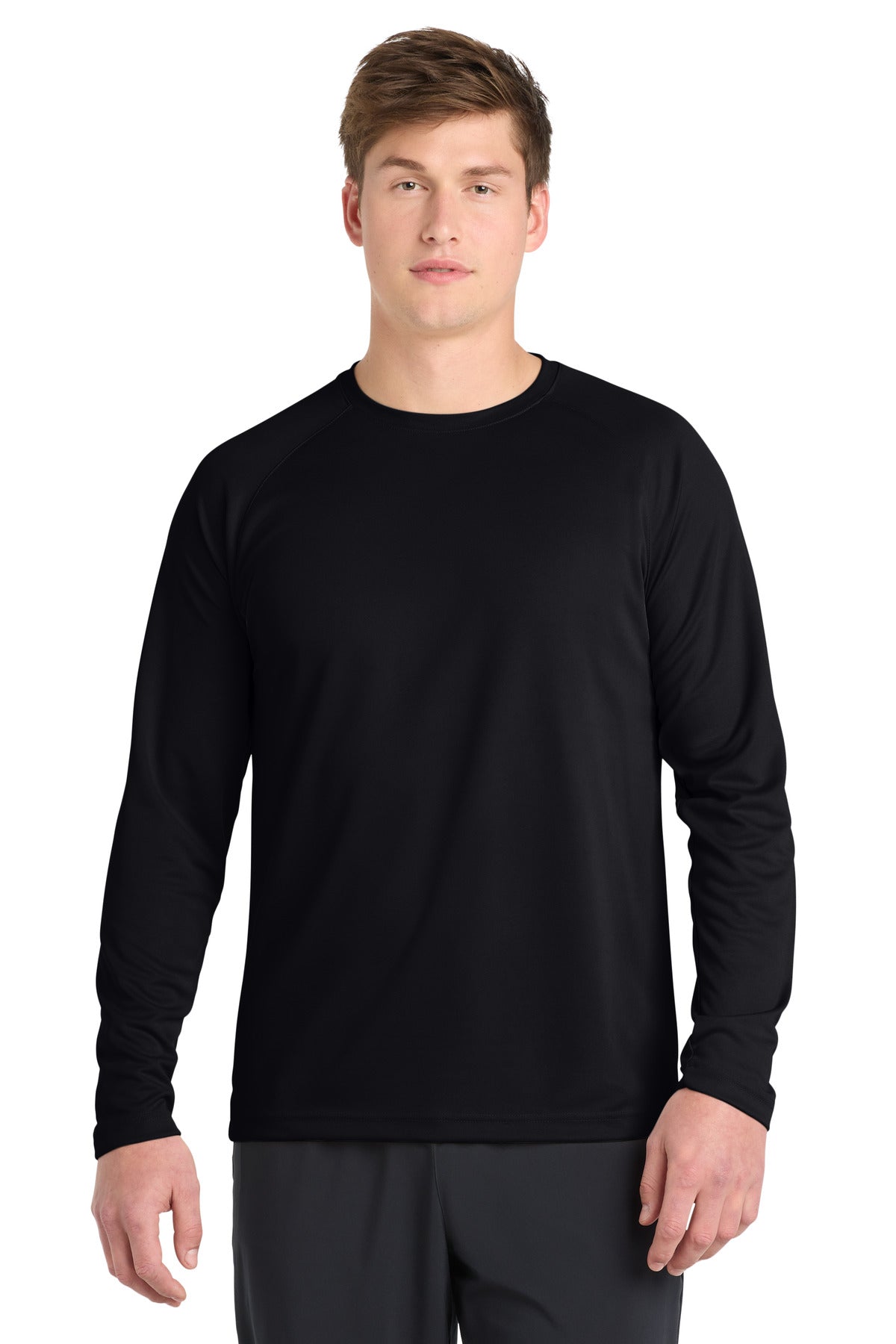 Custom logo Sport-Tek® Dry Zone® Long Sleeve Raglan T-Shirt. T473LS in Black