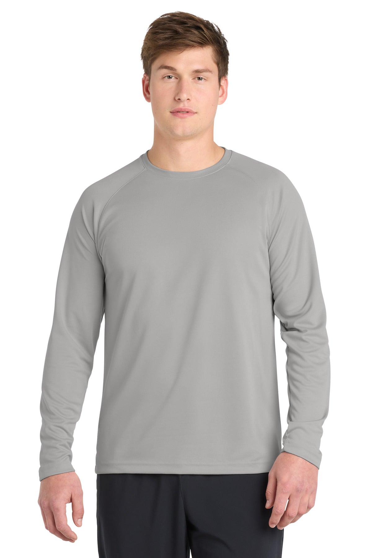 Custom logo Sport-Tek® Dry Zone® Long Sleeve Raglan T-Shirt. T473LS in Silver