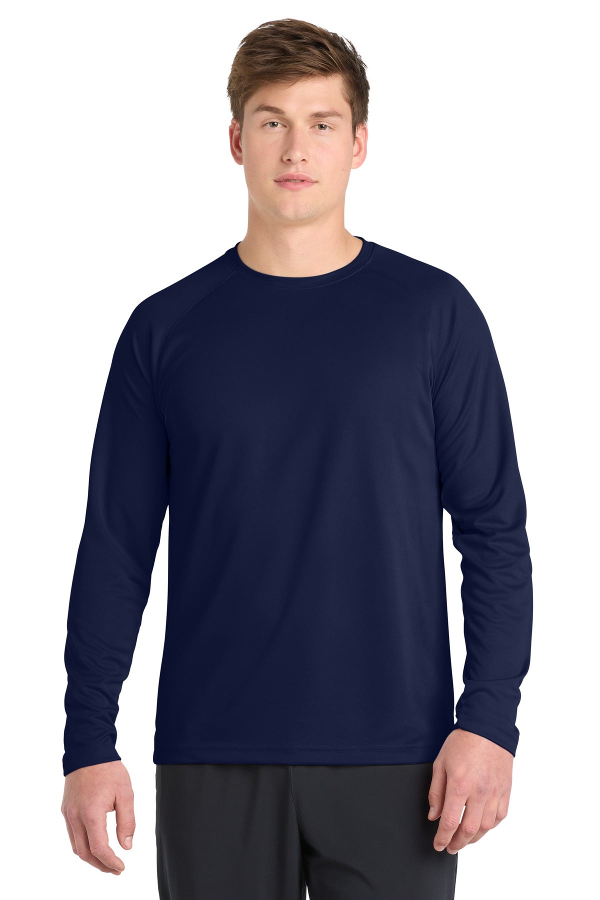 Custom logo Sport-Tek® Dry Zone® Long Sleeve Raglan T-Shirt. T473LS in True Navy
