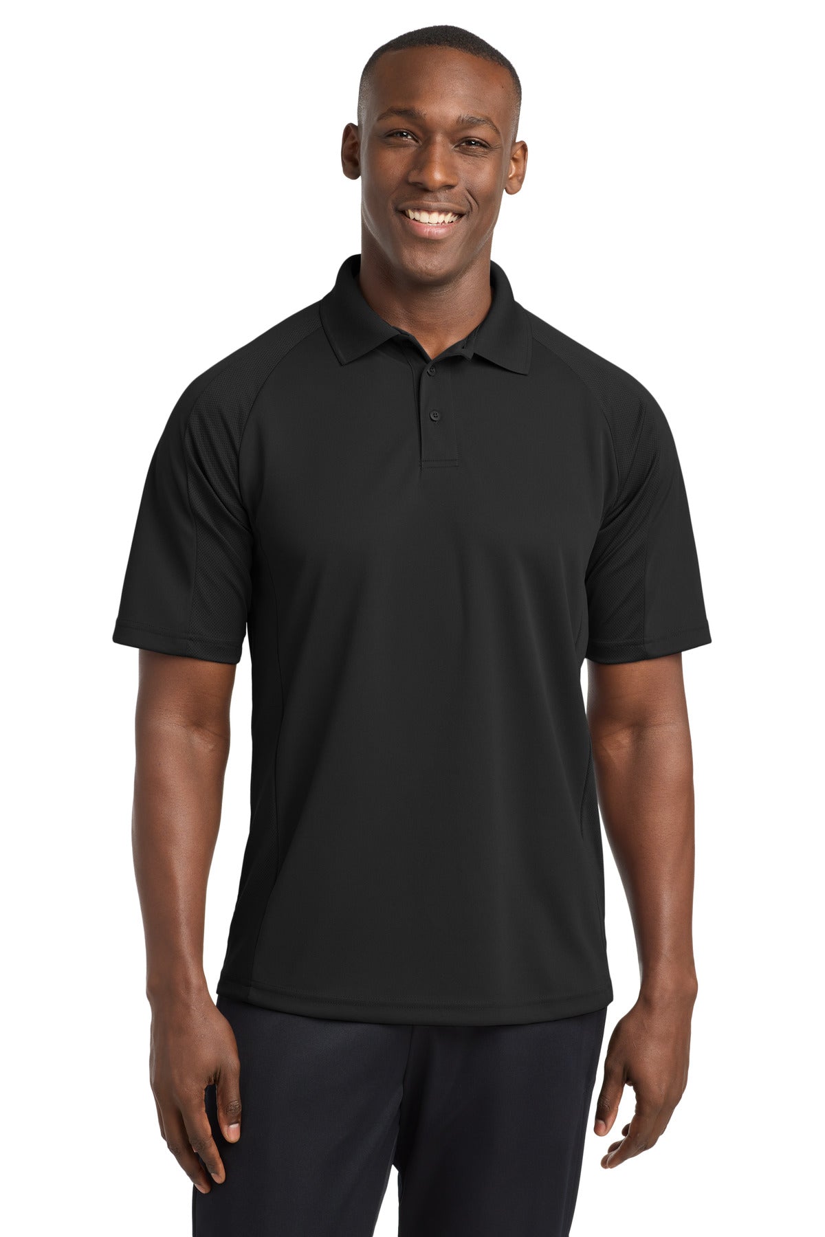 Custom logo Sport-Tek® Dri-Mesh® Pro Polo. T474 in Black