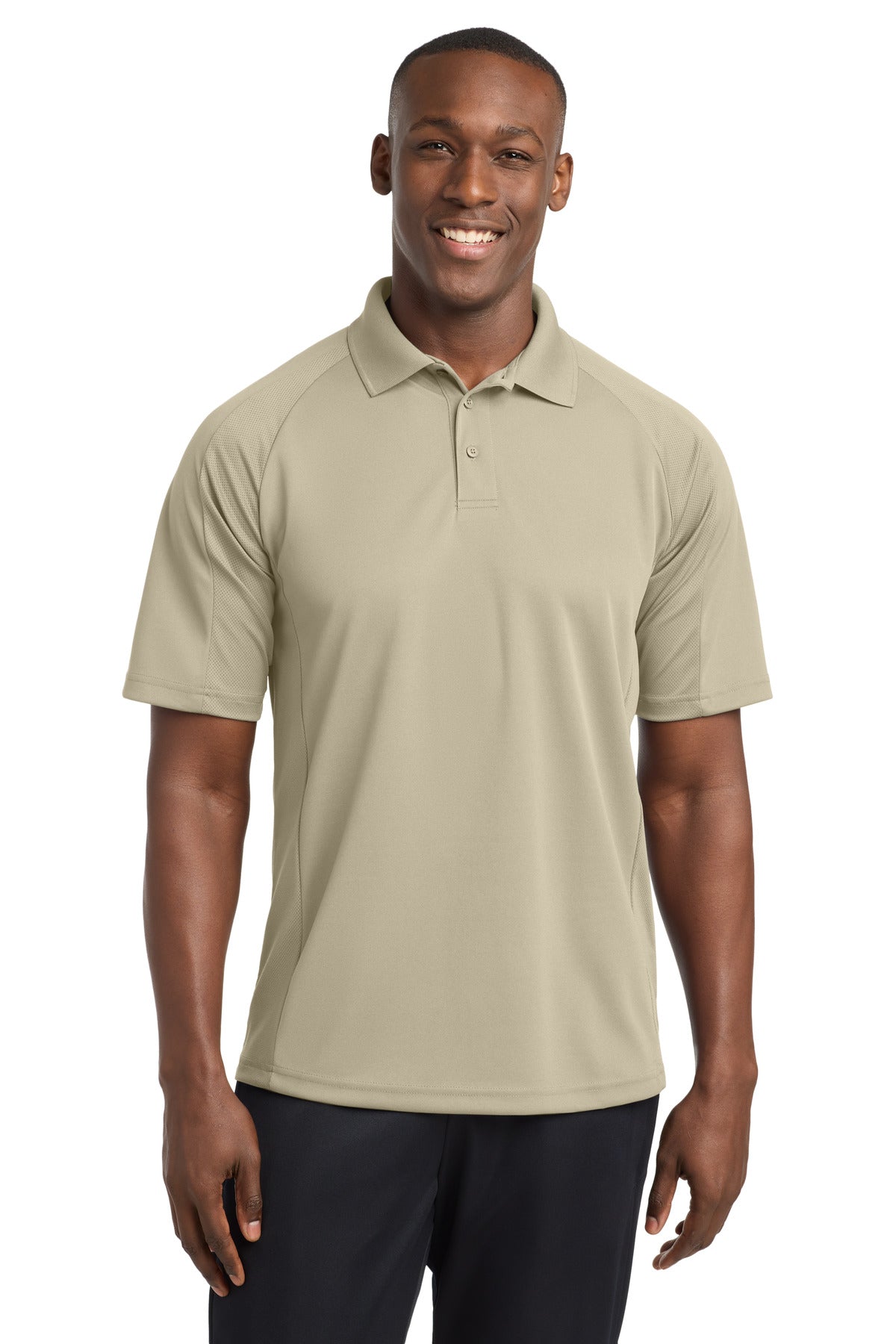 Custom logo Sport-Tek® Dri-Mesh® Pro Polo. T474 in Sandstone