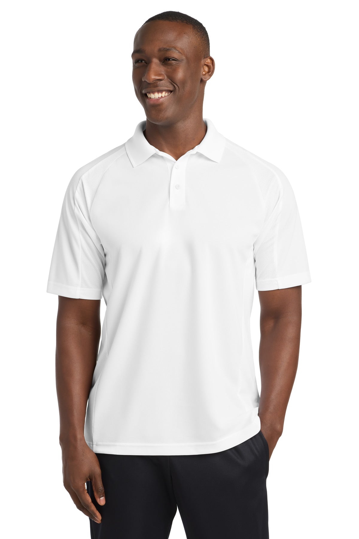 Custom logo Sport-Tek® Dri-Mesh® Pro Polo. T474 in White