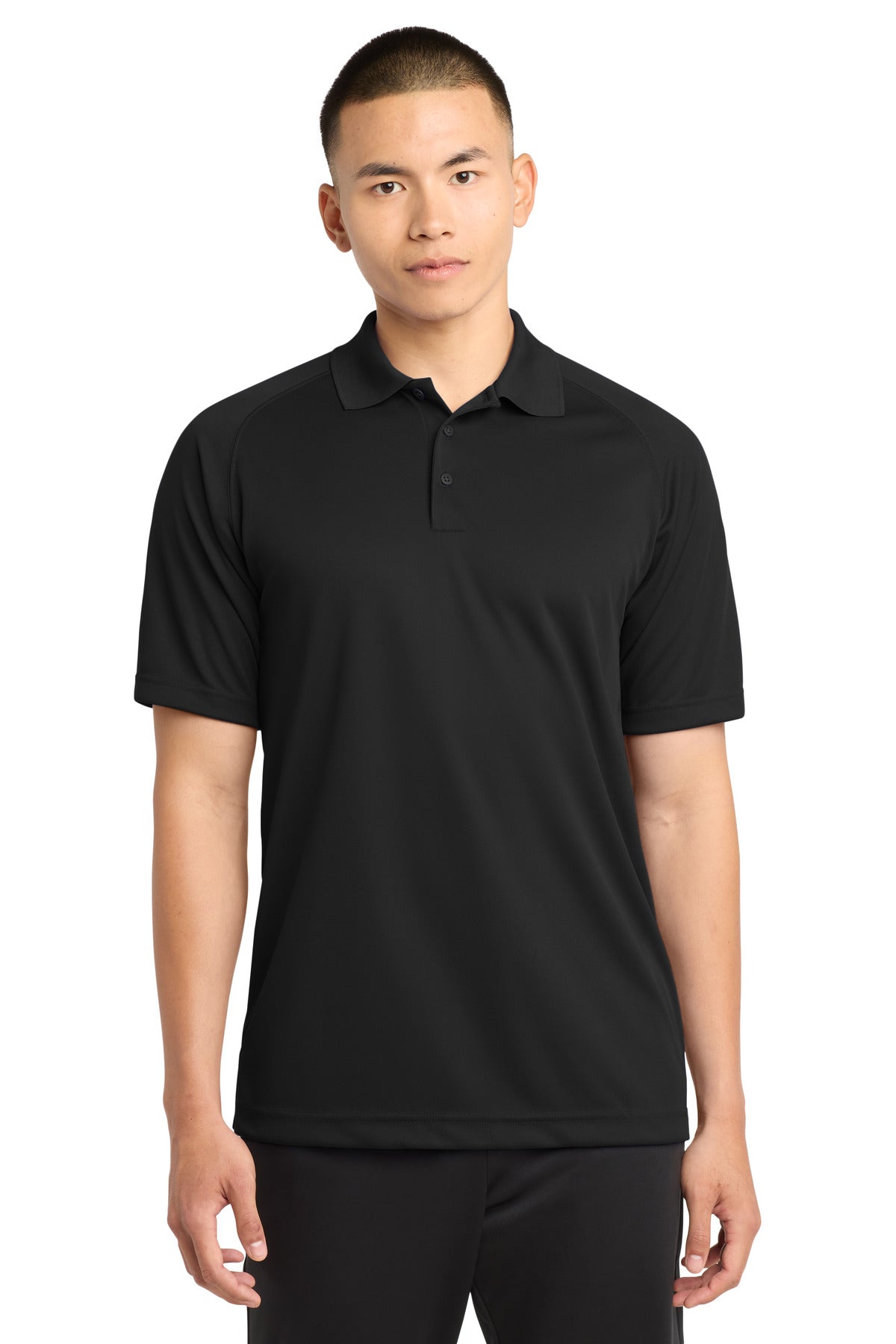 Custom logo Sport-Tek® Dry Zone® Raglan Polo. T475 in Black