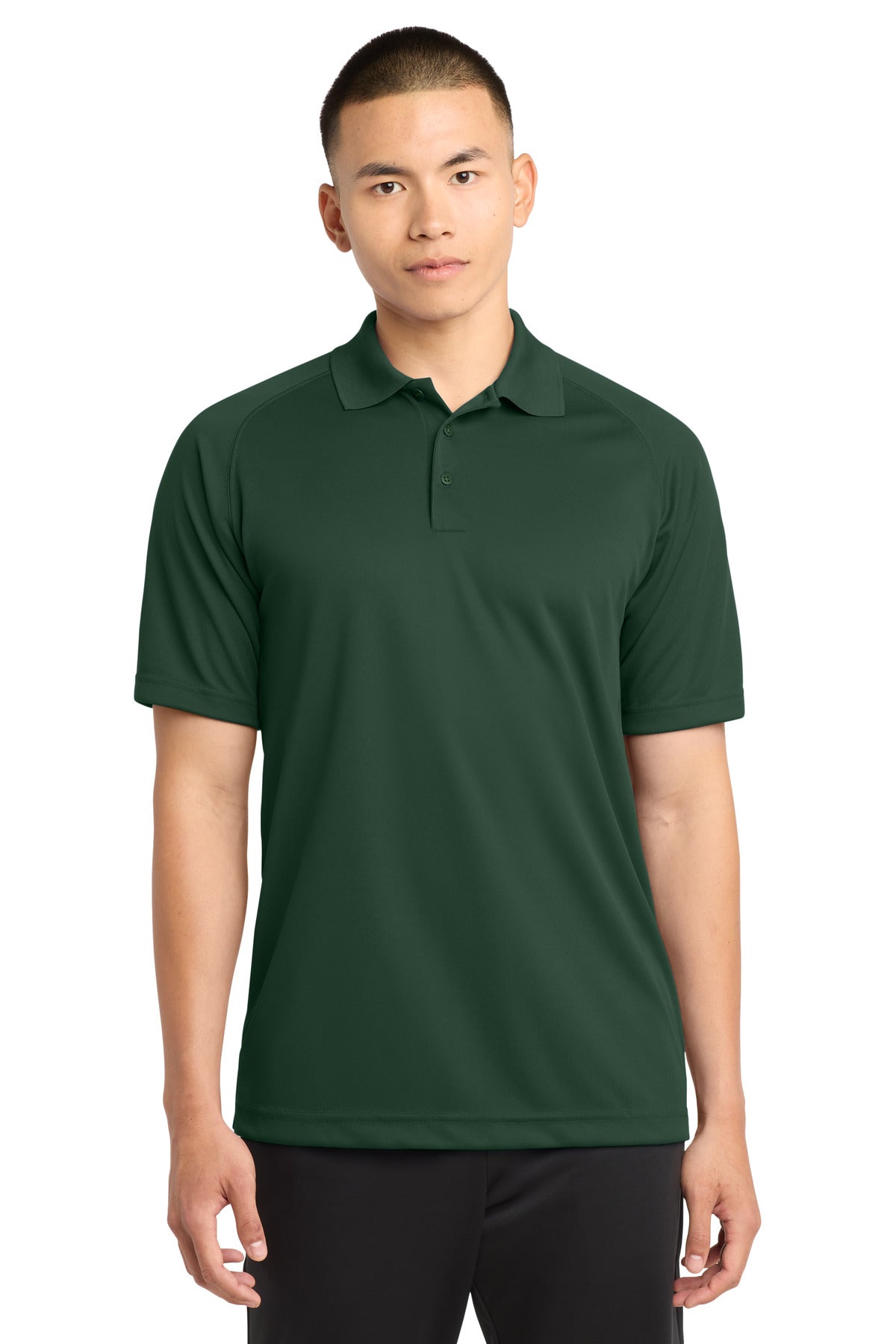 Custom logo Sport-Tek® Dry Zone® Raglan Polo. T475 in Forest Green