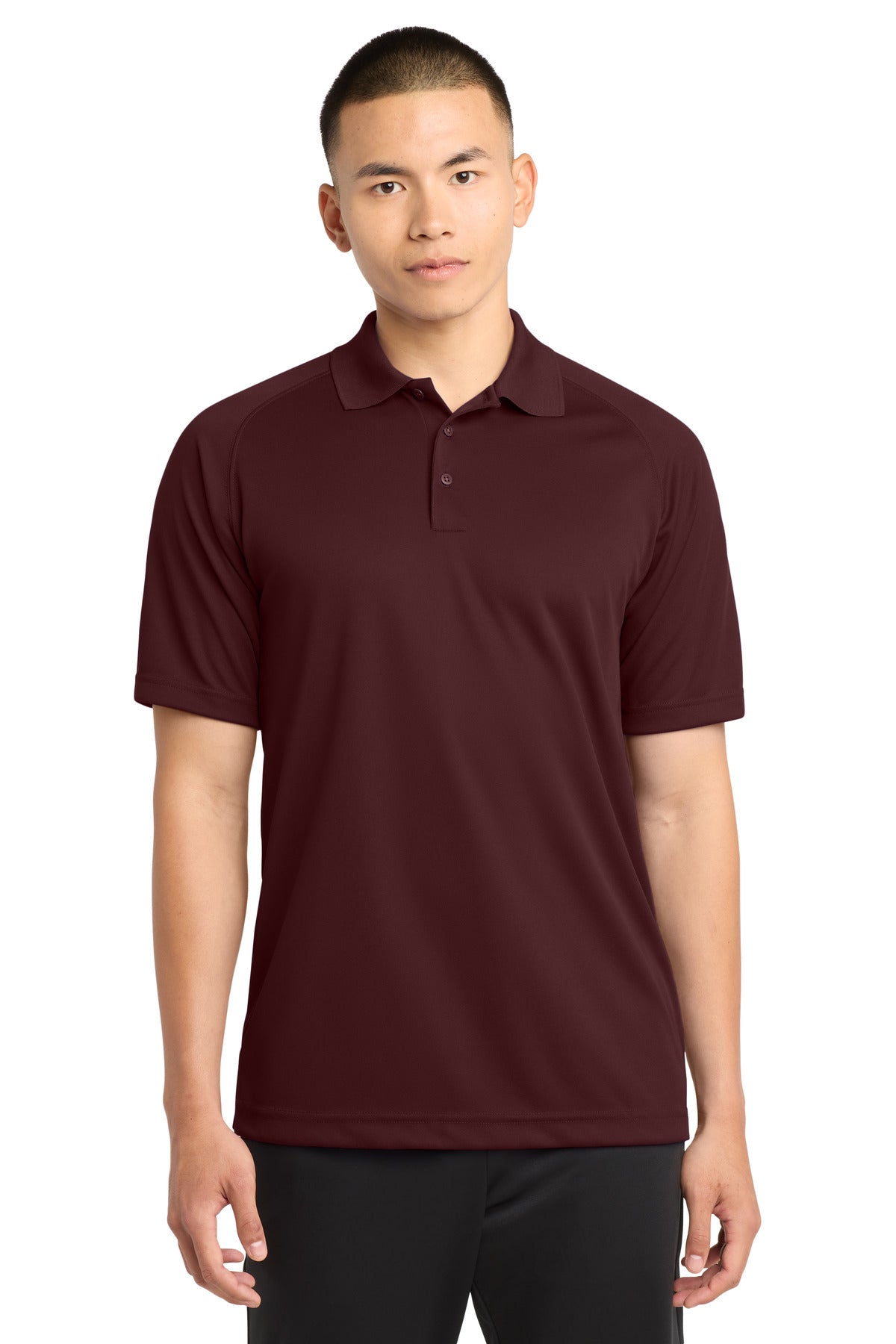 Custom logo Sport-Tek® Dry Zone® Raglan Polo. T475 in Maroon