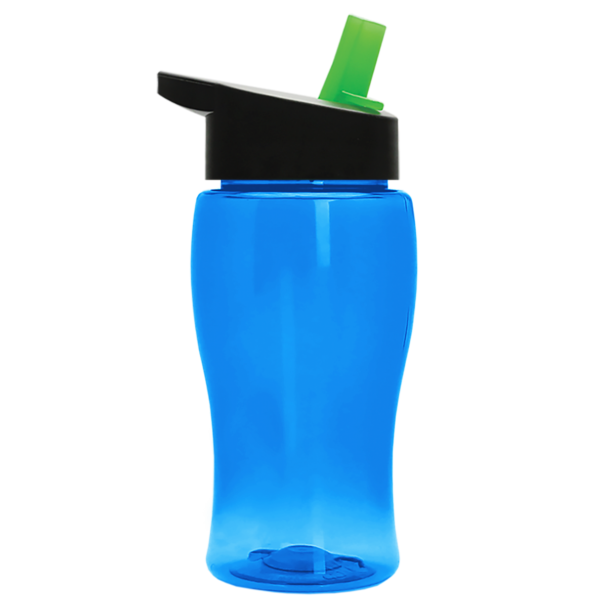 Custom logo Poly+ Jr. Transparent Bottle with Flip-Straw Lid - 18 oz.