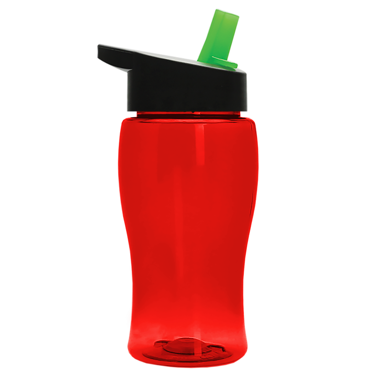 Custom logo Poly+ Jr. Transparent Bottle with Flip-Straw Lid - 18 oz.