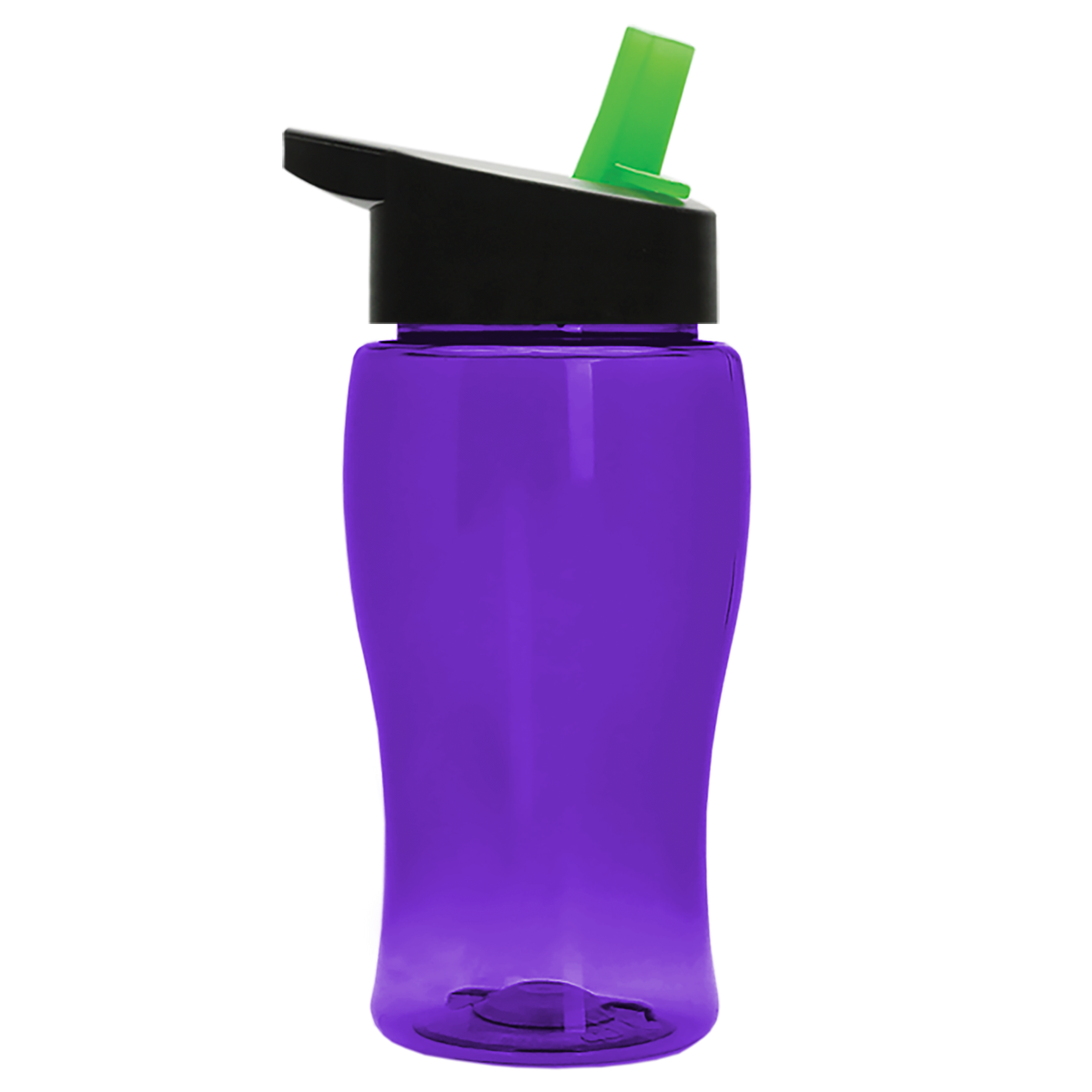 Custom logo Poly+ Jr. Transparent Bottle with Flip-Straw Lid - 18 oz.