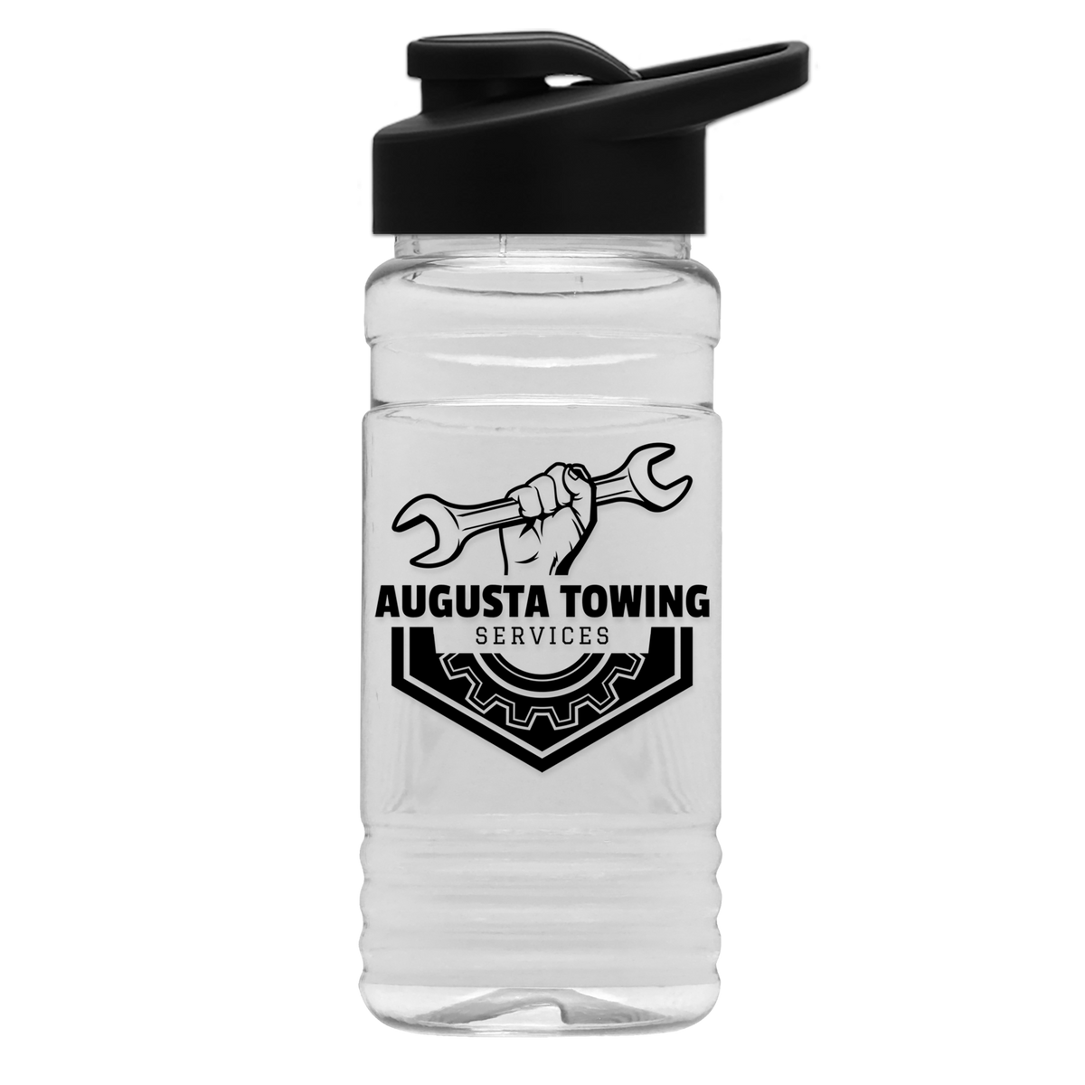 Custom logo Clear Bottle with Drink-Thru Lid - 20 oz.