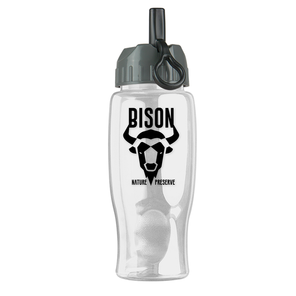 Custom logo Poly+ Bottle with Ring-Straw Lid - 27 oz.
