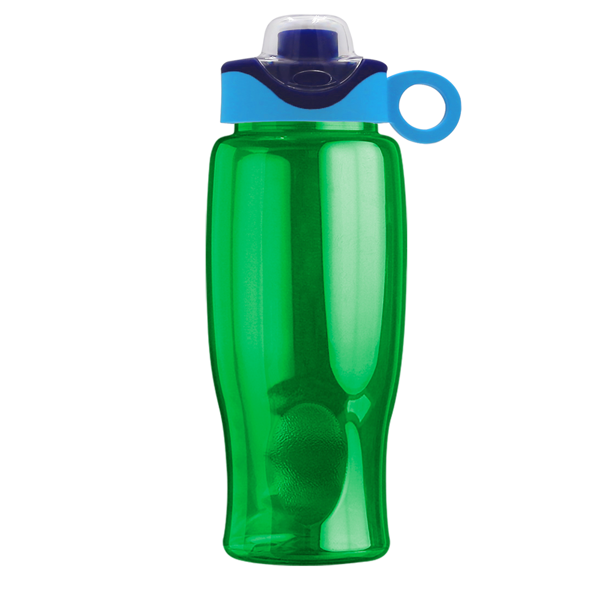 Custom logo Poly+ Bottle with Two-Tone Drink-Thru Lid with Silicone Loop - 27 oz.