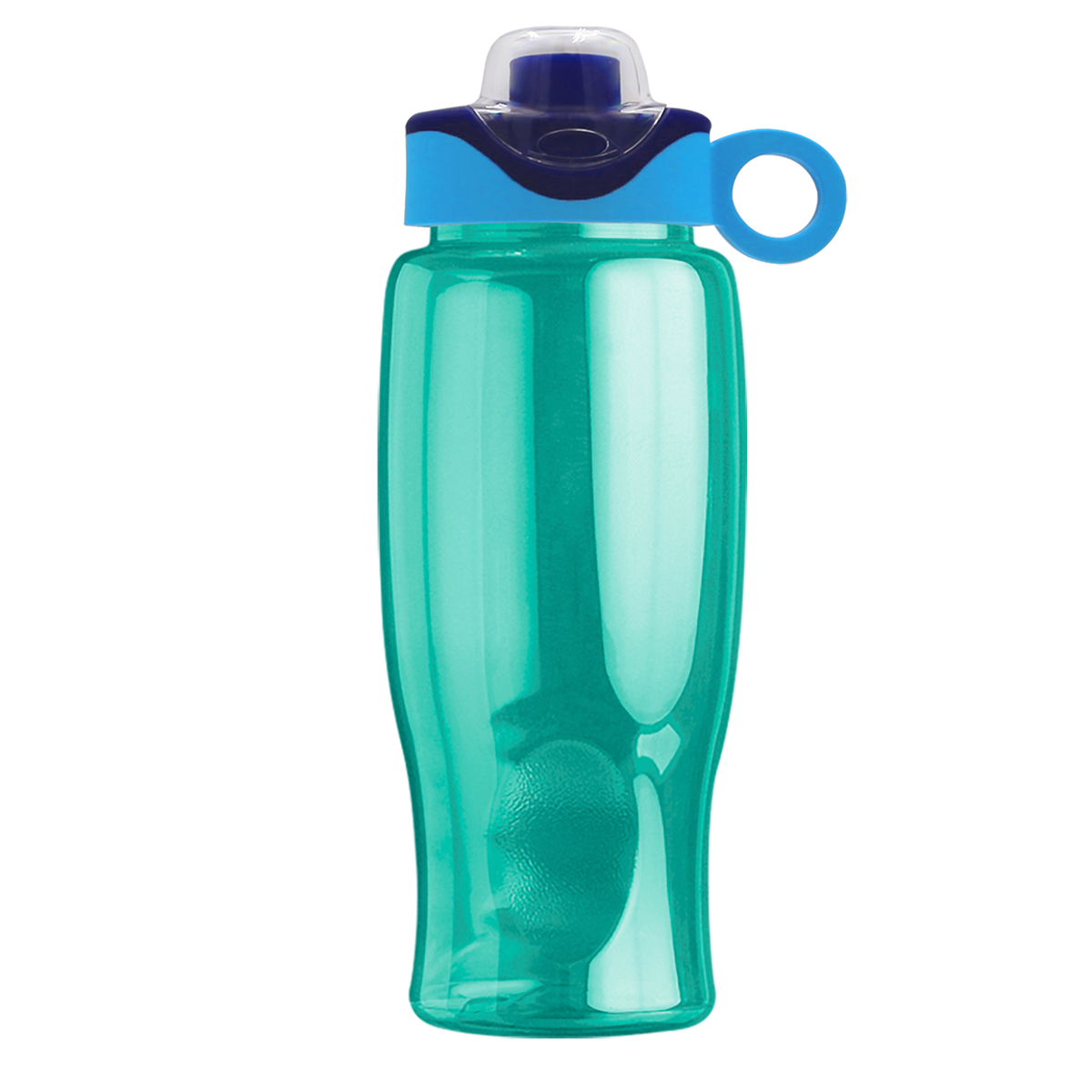 Custom logo Poly+ Bottle with Two-Tone Drink-Thru Lid with Silicone Loop - 27 oz.