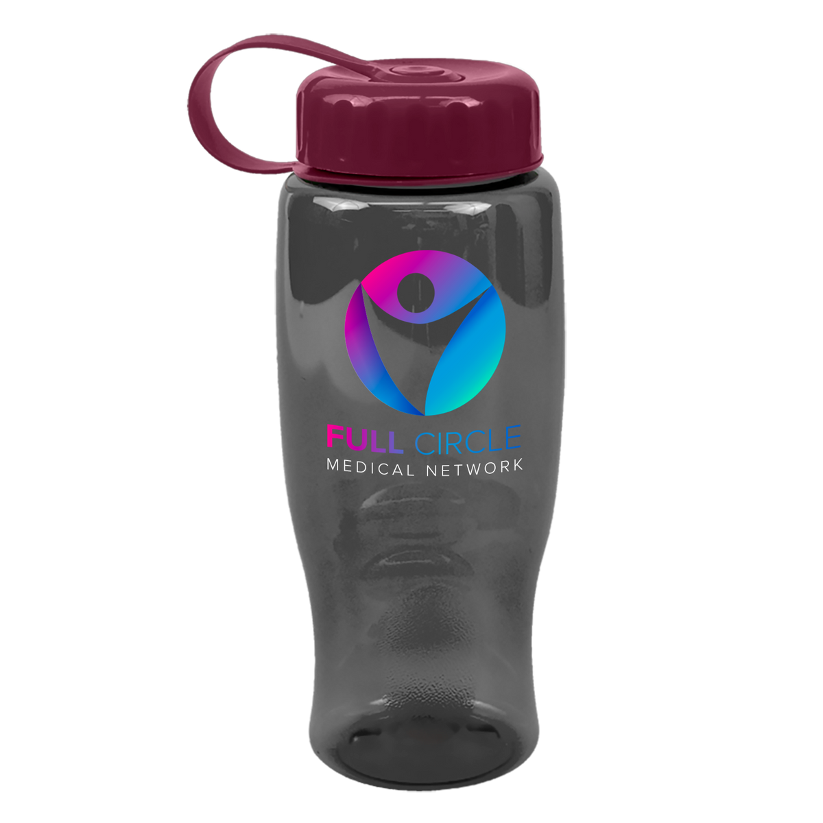 Custom logo Poly+ Bottle with Tethered Lid - 27 oz.