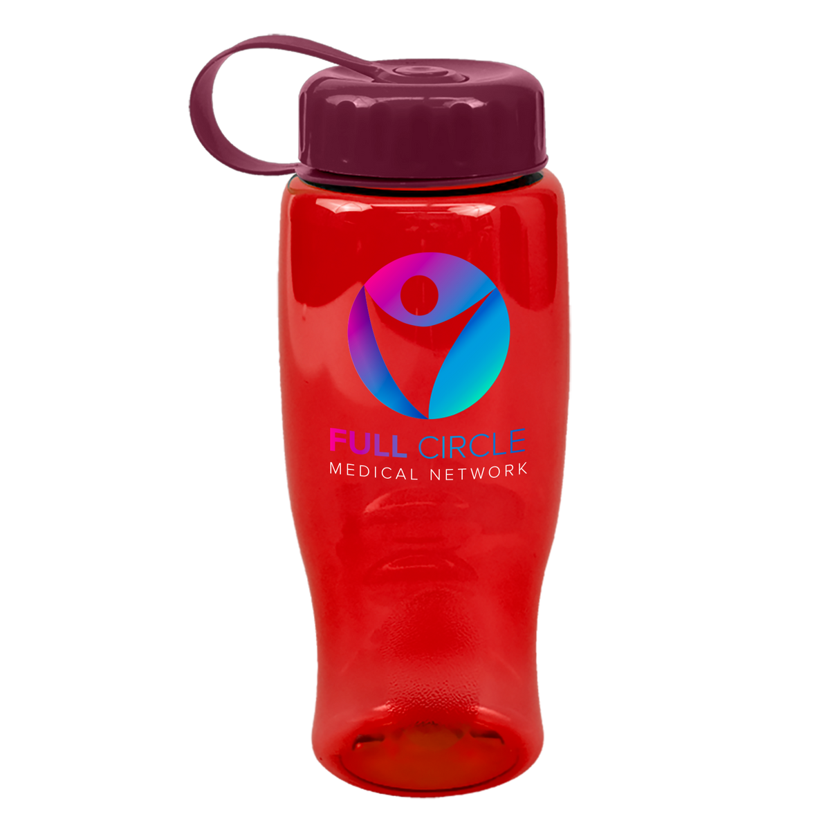 Custom logo Poly+ Bottle with Tethered Lid - 27 oz.