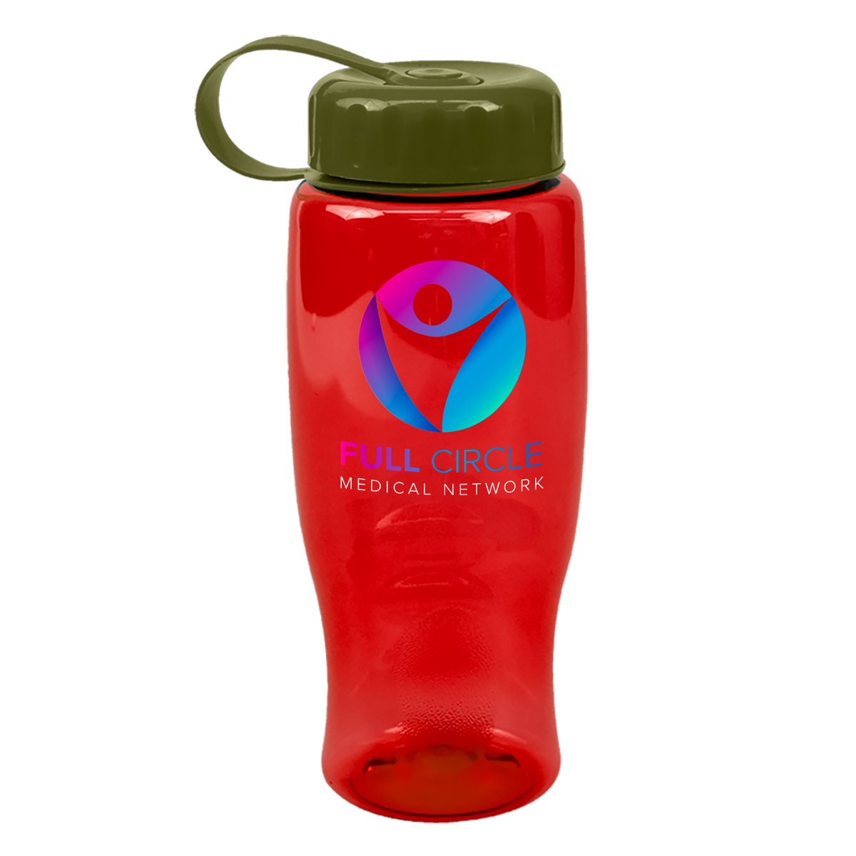 Custom logo Poly+ Bottle with Tethered Lid - 27 oz.