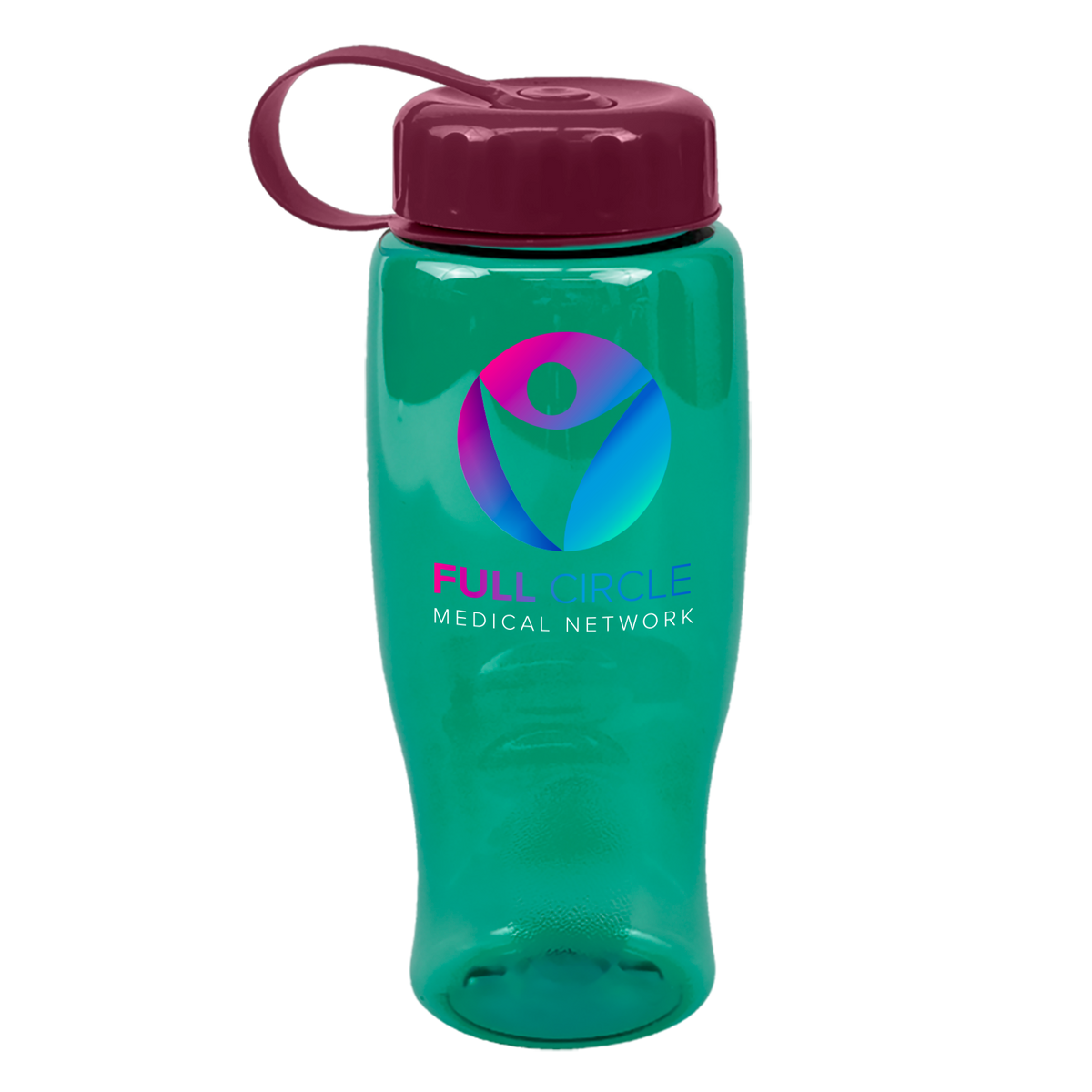 Custom logo Poly+ Bottle with Tethered Lid - 27 oz.