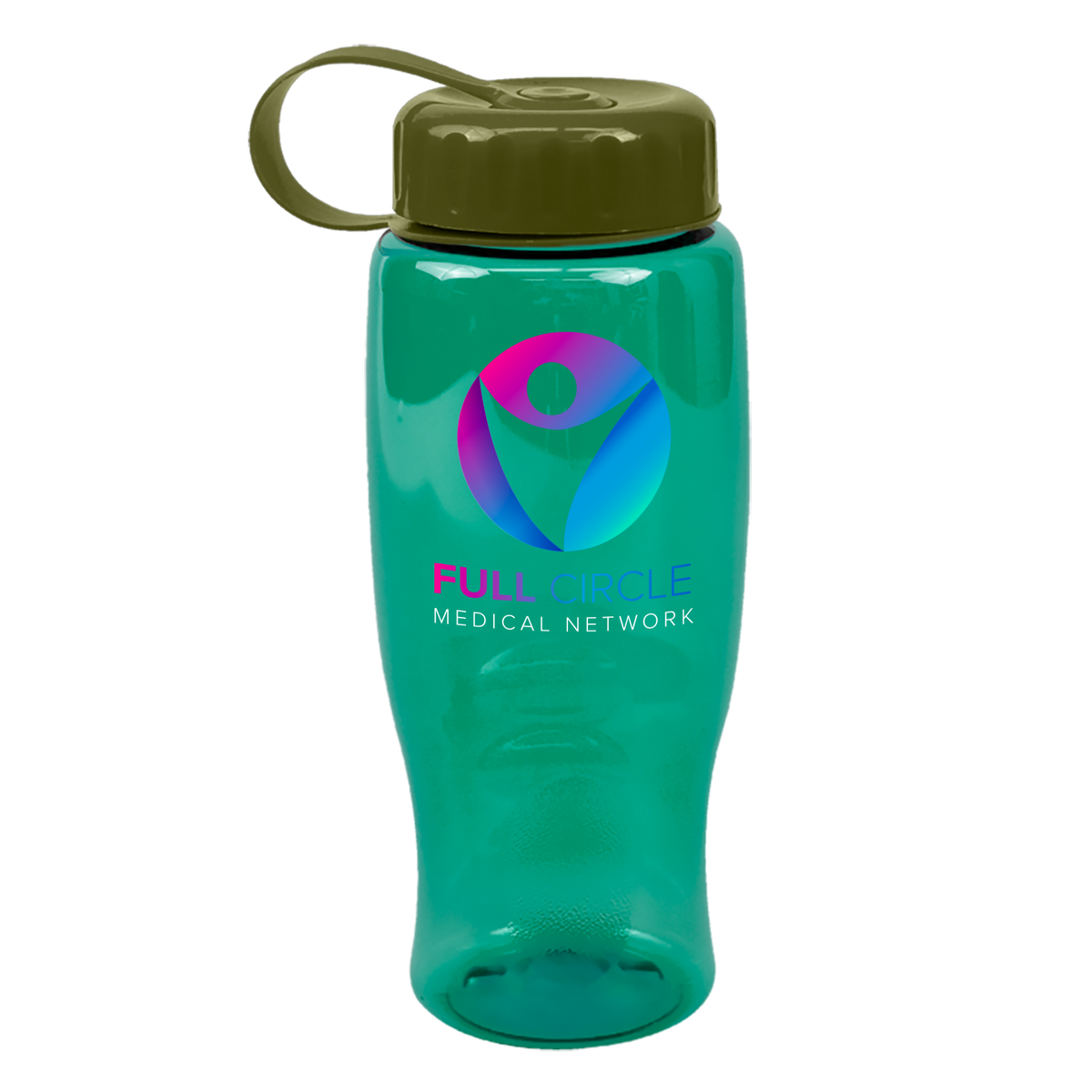 Custom logo Poly+ Bottle with Tethered Lid - 27 oz.