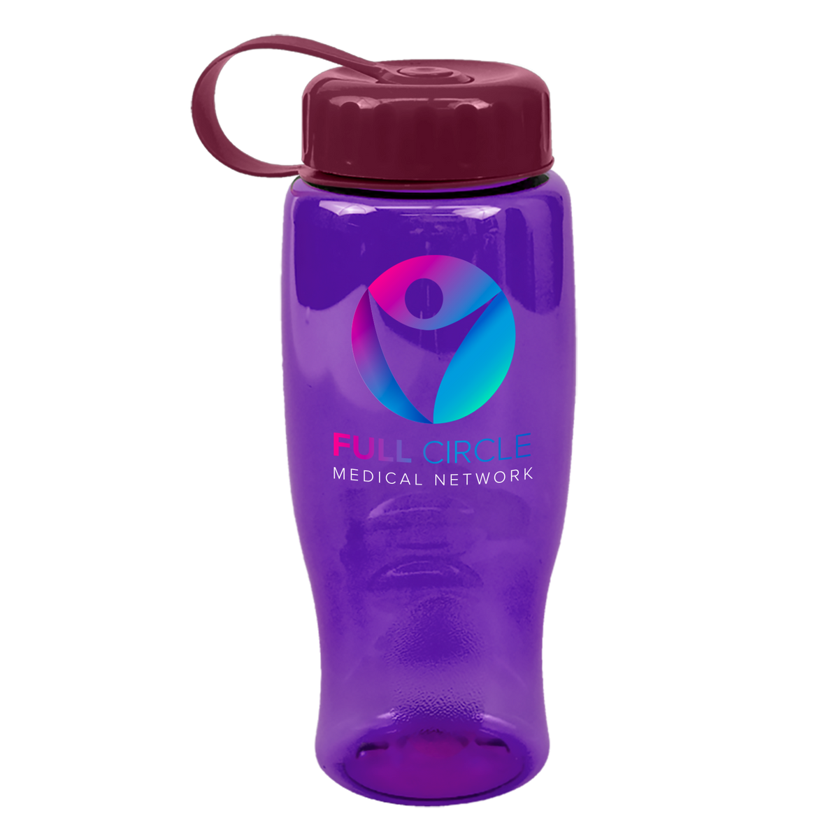 Custom logo Poly+ Bottle with Tethered Lid - 27 oz.