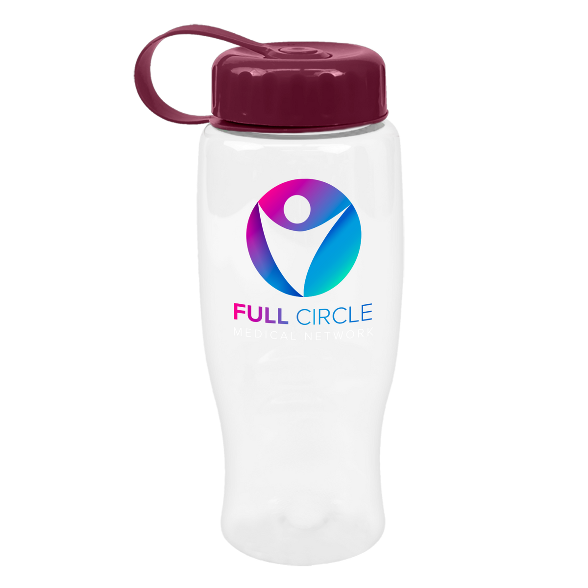Custom logo Poly+ Bottle with Tethered Lid - 27 oz.