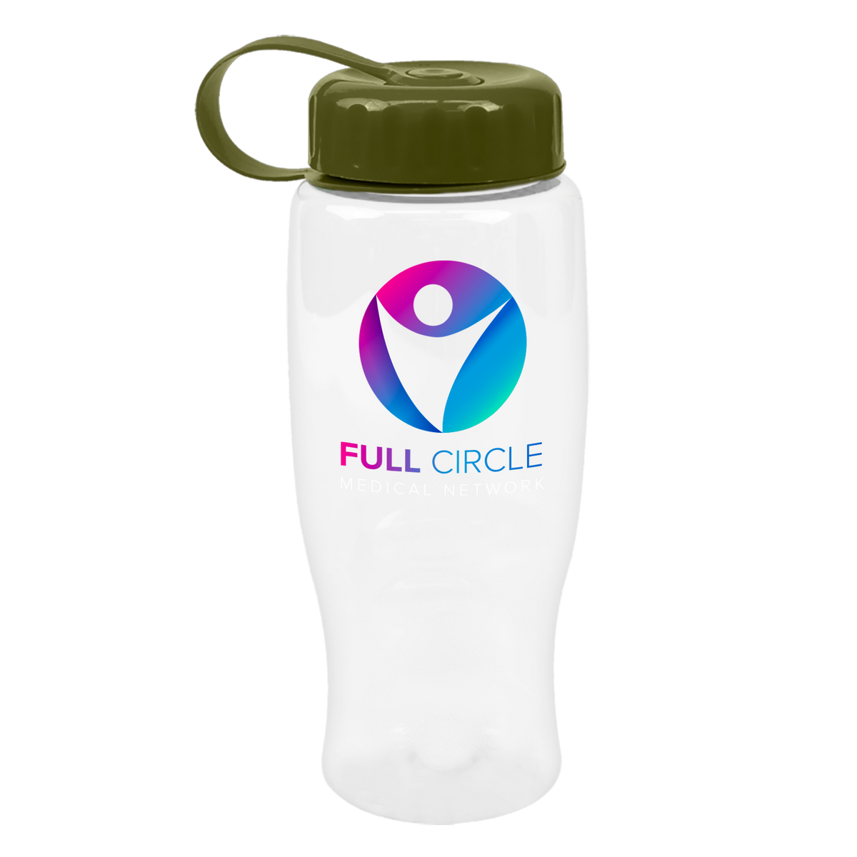 Custom logo Poly+ Bottle with Tethered Lid - 27 oz.