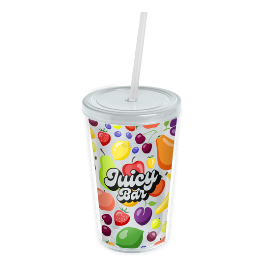 Transparent Tumbler with Straw Lid and Full-Color Insert - 16 oz.