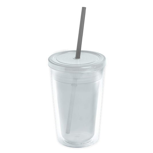 Transparent Tumbler with Straw Lid and Full-Color Insert - 16 oz.