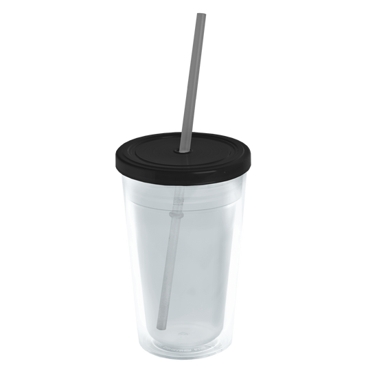 Transparent Tumbler with Straw Lid and Full-Color Paper Insert - 16 oz.