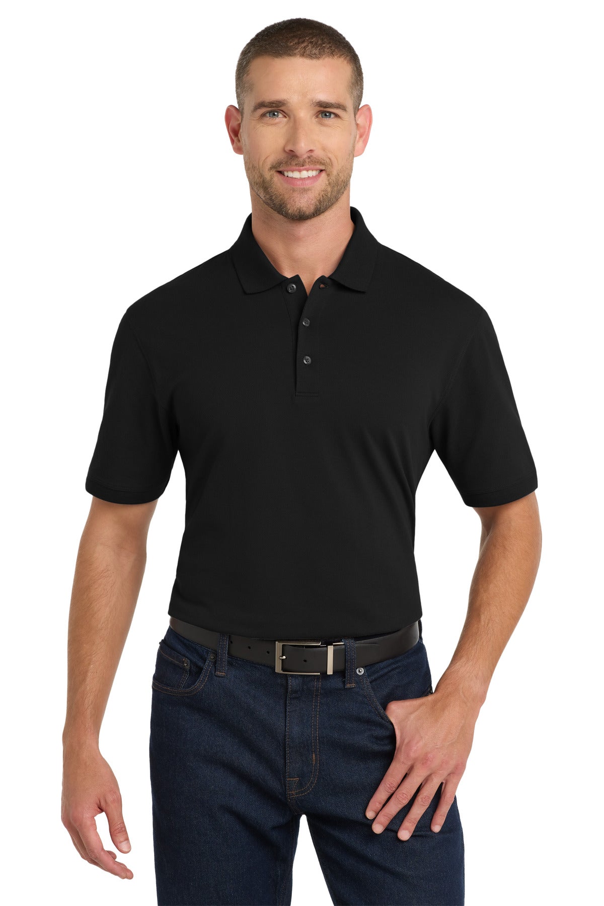 Custom logo Port Authority® Tall EZCotton® Polo TK8000 in Black