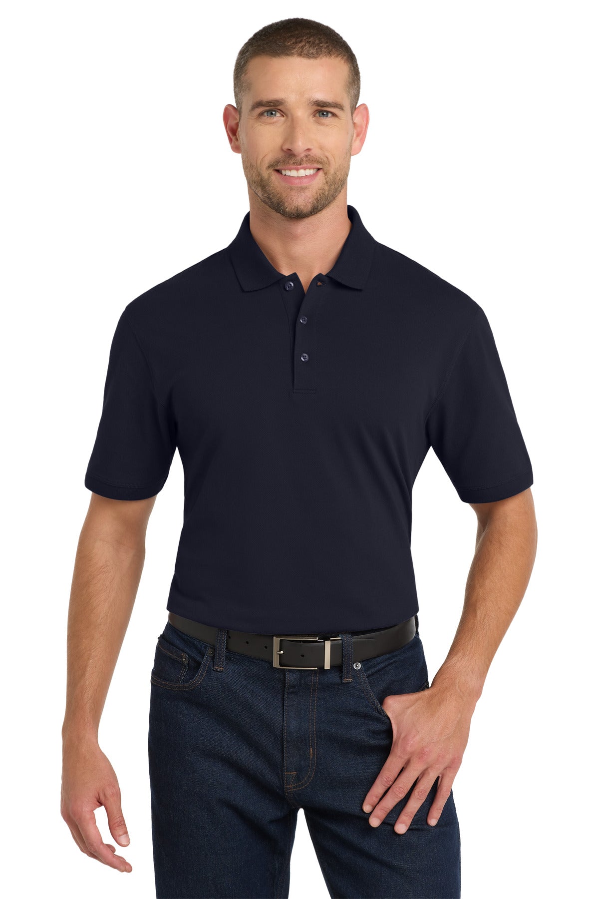 Custom logo Port Authority® Tall EZCotton® Polo TK8000 in Navy