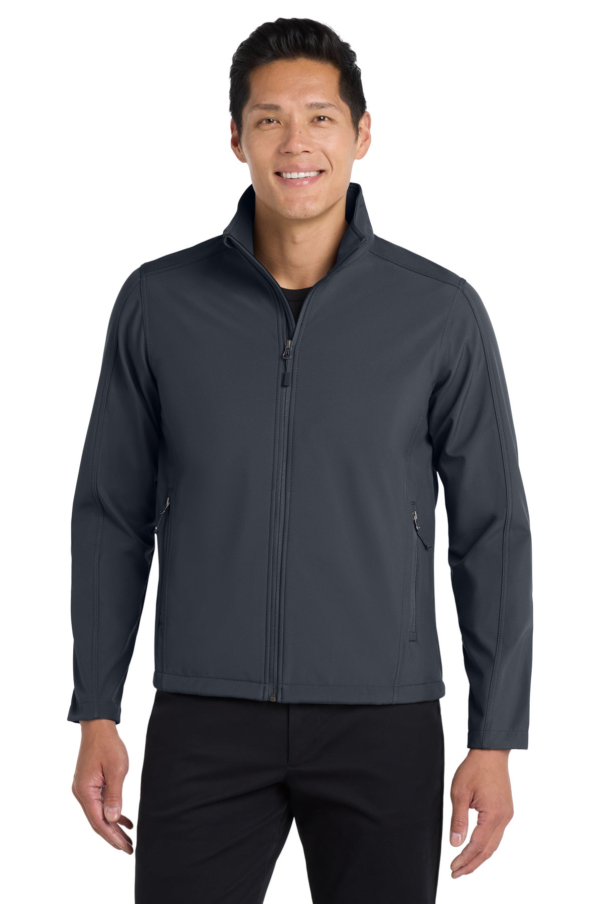 Custom logo Port Authority® Tall Core Soft Shell Jacket. TLJ317 in Battleship Grey