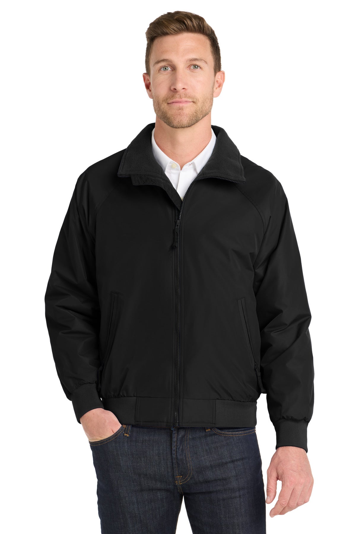 Custom logo Port Authority® Tall Challenger™ Jacket. TLJ754 in True Black/ True Black