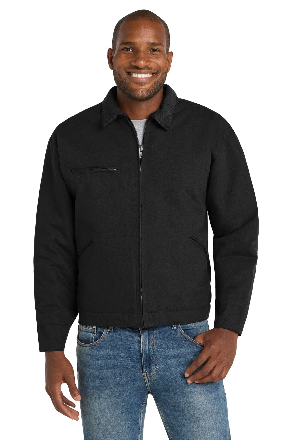 Custom logo CornerStone® Tall Duck Cloth Work Jacket. TLJ763 in Black