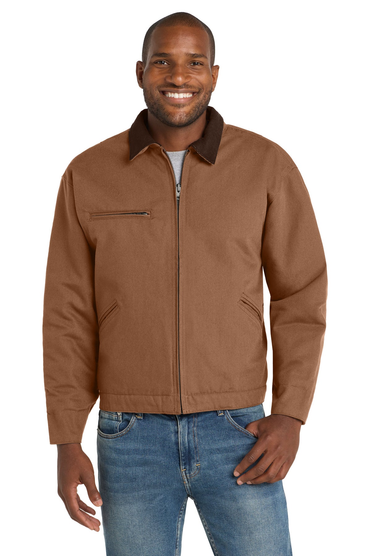 Custom logo CornerStone® Tall Duck Cloth Work Jacket. TLJ763 in Duck Brown