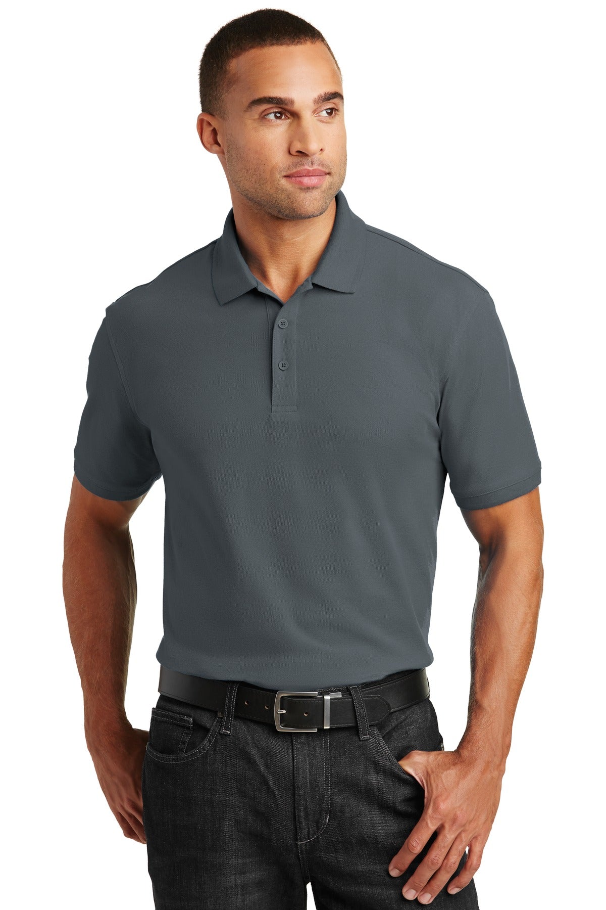 Custom logo Port Authority® Tall Core Classic Pique Polo. TLK100 in Graphite