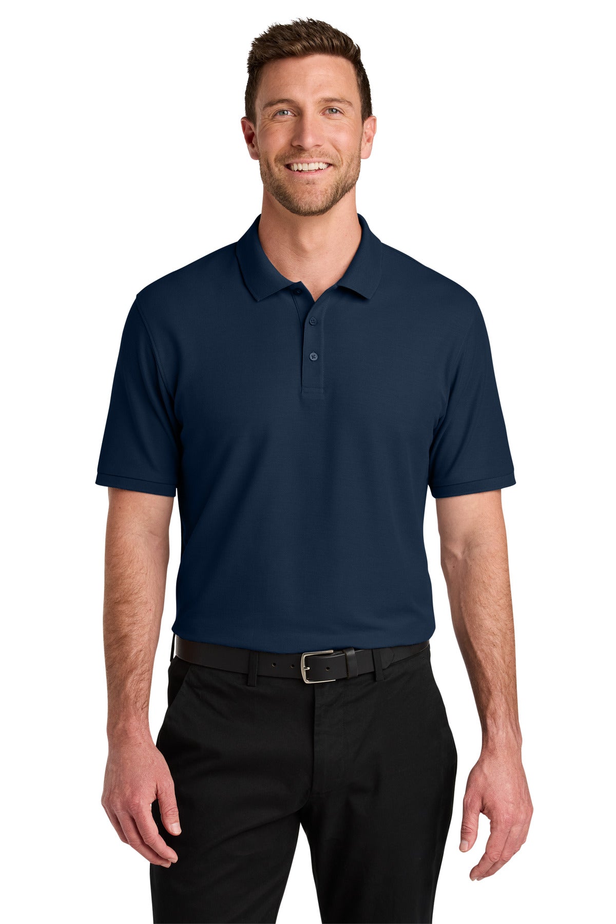 Custom logo Port Authority® Tall Wearever Signature Pique Polo TLK200 in River Blue Navy