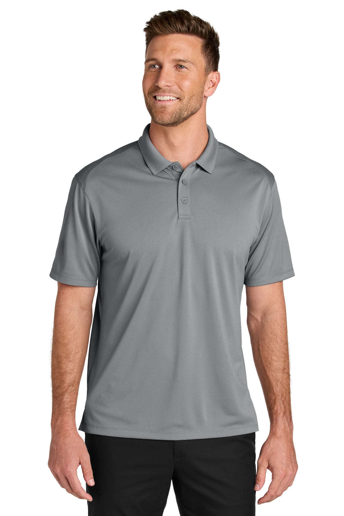 Custom logo Port Authority® Tall Wearever Performance Pique Polo TLK240 in Gusty Grey